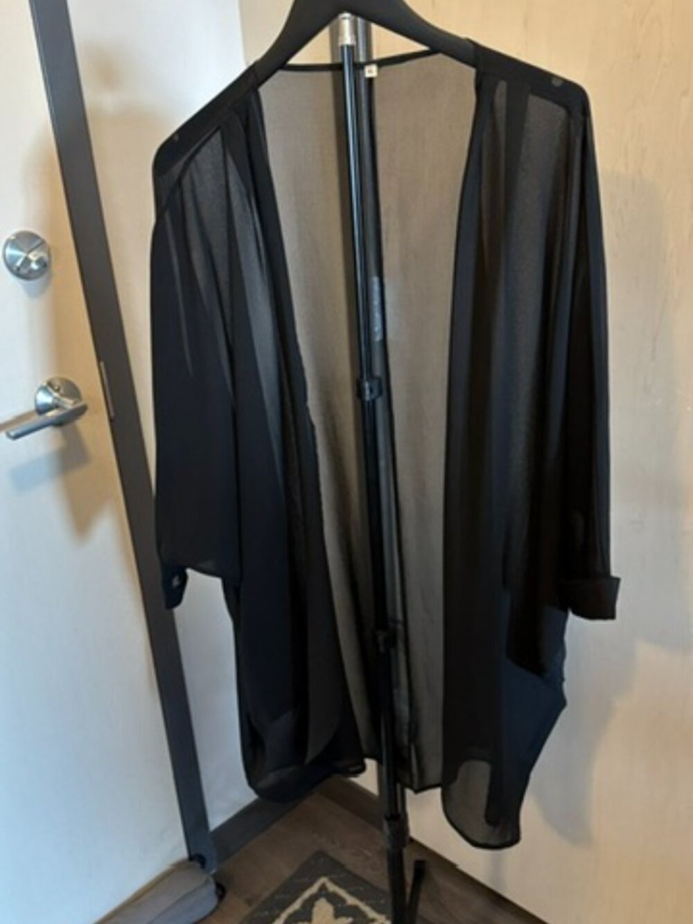 Black Kimono open front, sheer, swim cover-up